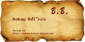 Bakay Bónis névjegykártya